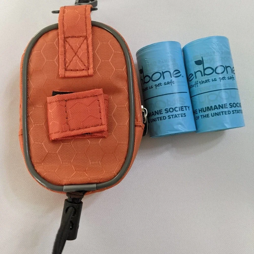 new dog doggy waste bag holder dispenser bone patch carabiner clip 2 rolls bags
